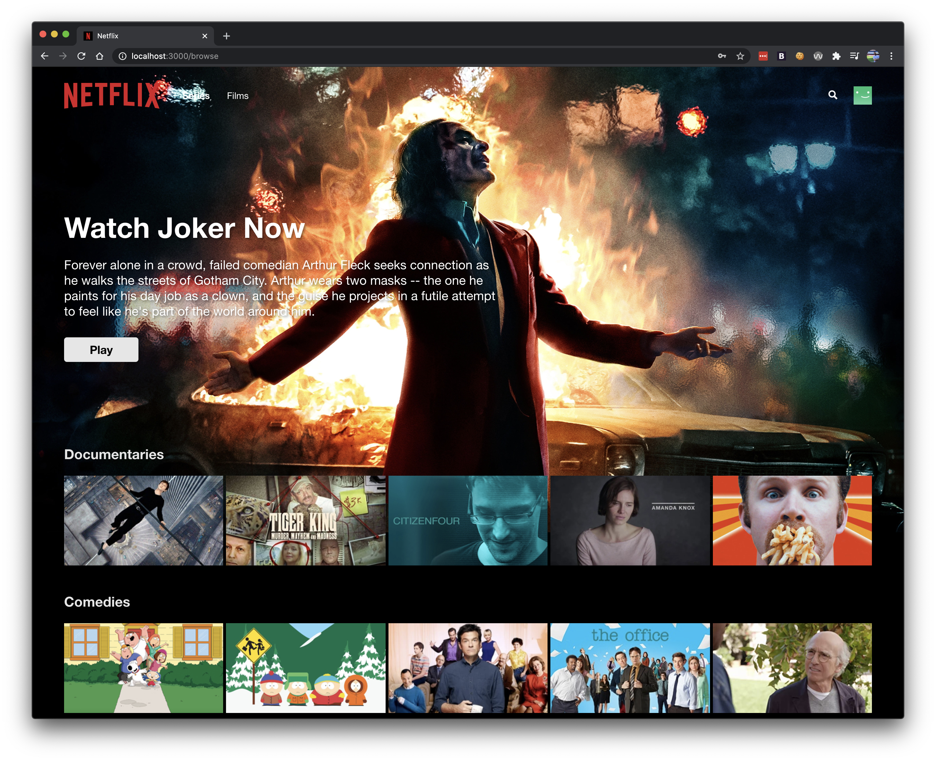 Netflix Clone Using React (Custom Hooks, Context, Portals), Firebase, Compound & Styled Components